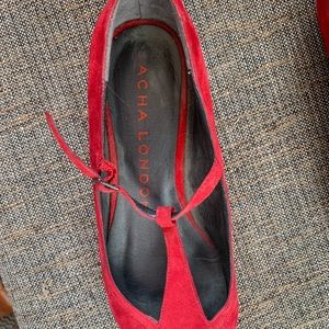 Cute red suede mini heels